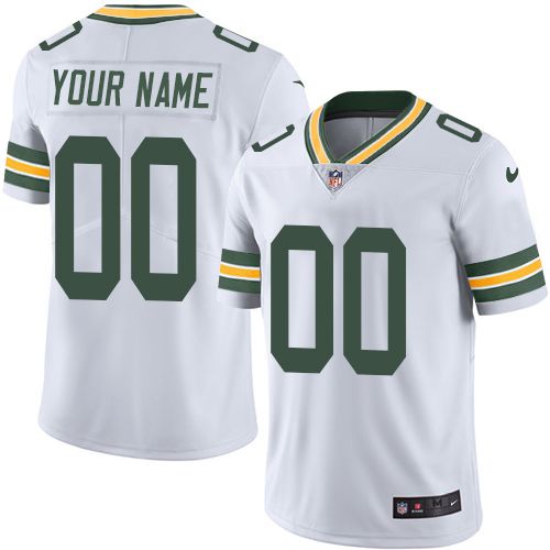 Nike Green Bay Packers White Men Customized Vapor Untouchable Player Limited Jersey